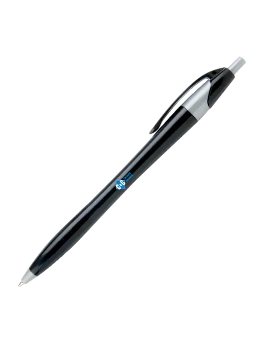 Novella Black/Silver Corporate Pen - Blue Ink w/C & C Cleaning Services Logo