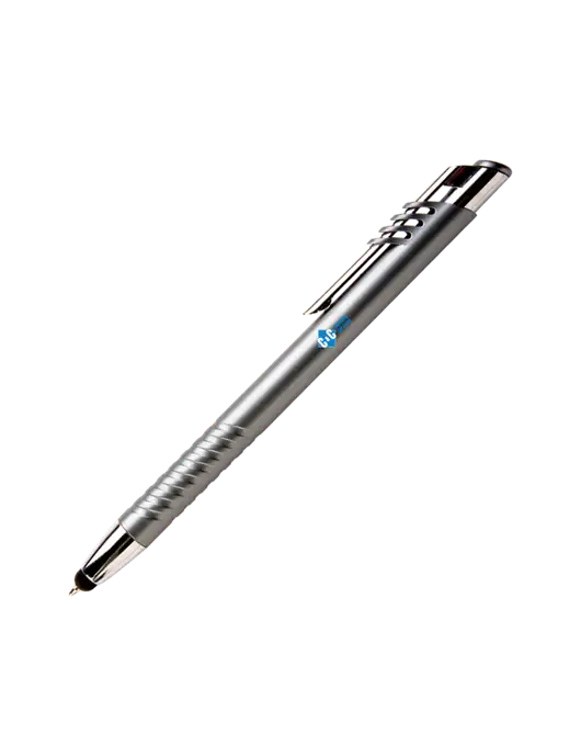 Schirhart Grey Stylus Pen - Blue Ink w/C & C Cleaning Services Logo