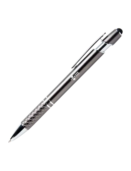 Valencia Gunmetal Stylus Pen - Black Ink w/C & C Cleaning Services Logo