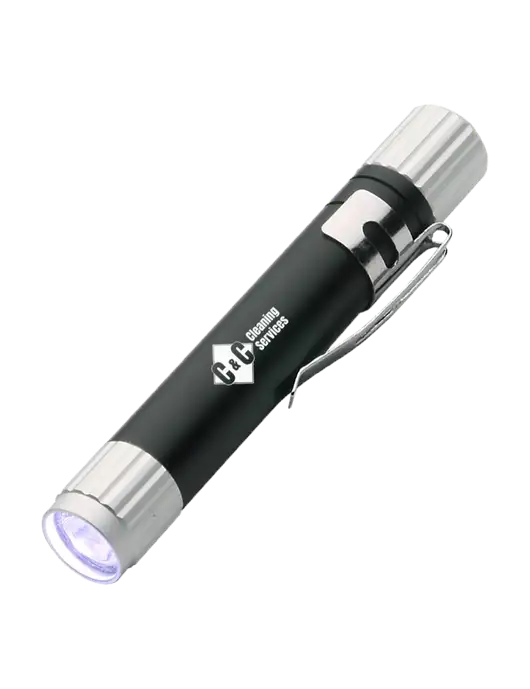 Black Aluminum LED Penlight w/C & C Cleaning Services Logo