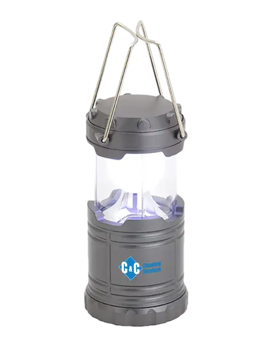 Gunmetal Mini Retro Lantern w/C & C Cleaning Services Logo