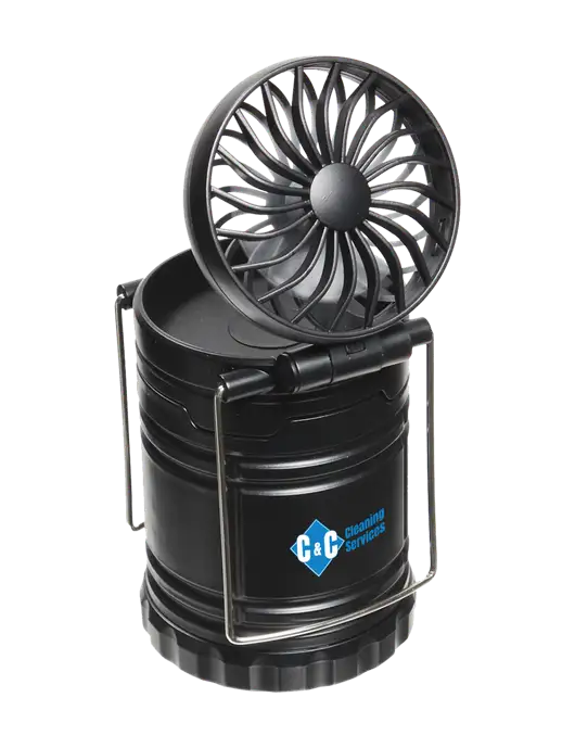 Black Retro Lantern with Fan w/C & C Cleaning Services Logo