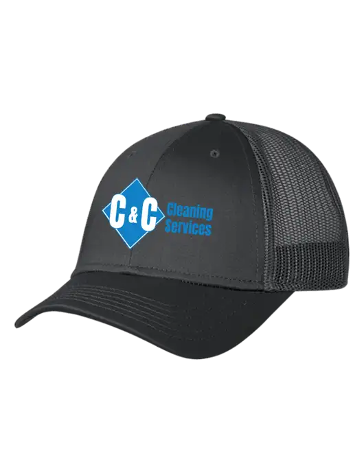 Charcoal Mesh Trucker Cap Snap Back w/C & C Cleaning Services Logo