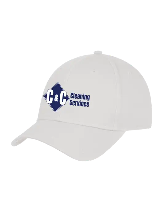 White Structured Cap Hook & Loop w/C & C Cleaning Services Logo