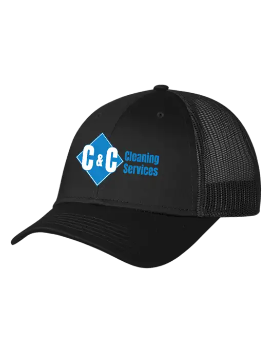 Black Mesh Trucker Cap Snap Back w/C & C Cleaning Services Logo
