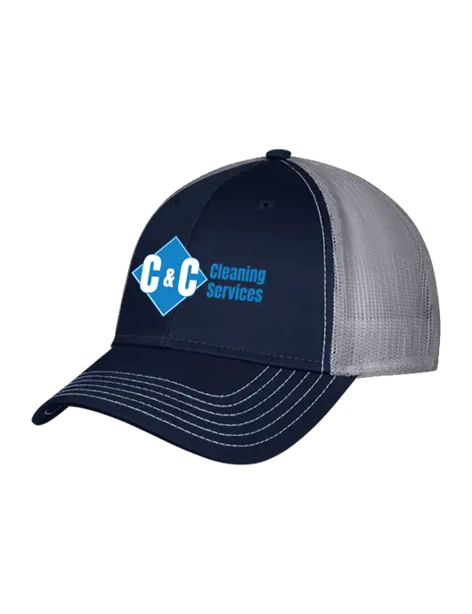 Navy & Grey Mesh Trucker Cap Snap Back w/C & C Cleaning Services Logo