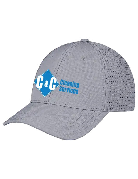 Grey Performance Stretchable Cap Hook & Loop w/C & C Cleaning Services Logo