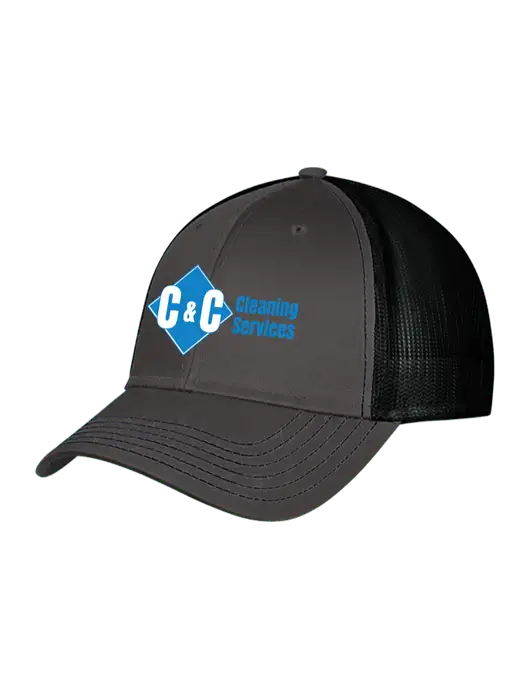 Charcoal & Black Mesh Trucker Cap Snap Back w/C & C Cleaning Services Logo