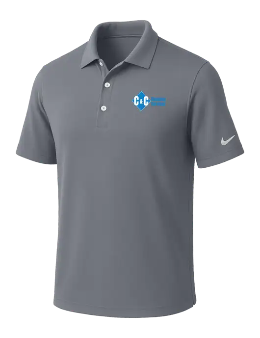 NIKE Medium Grey Dri-Fit Micro Pique Polo w/C & C Cleaning Services Logo