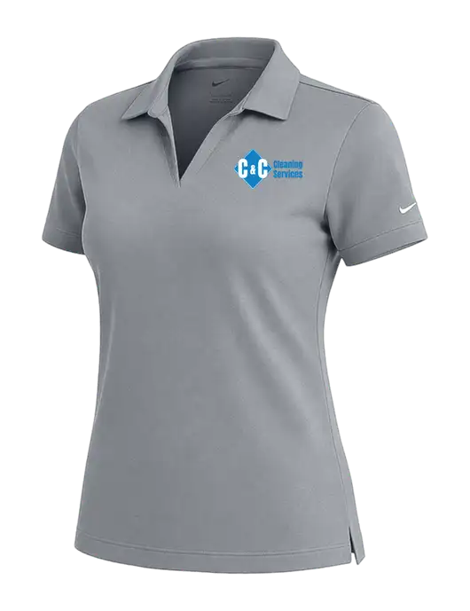 NIKE Medium Grey Womens Dri-Fit Micro Pique Polo w/C & C Cleaning Services Logo