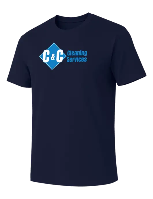 Allmade Dark Navy Organic Cotton Tee w/C & C Cleaning Services Logo
