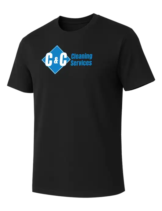 Allmade Deep Black Organic Cotton Tee w/C & C Cleaning Services Logo