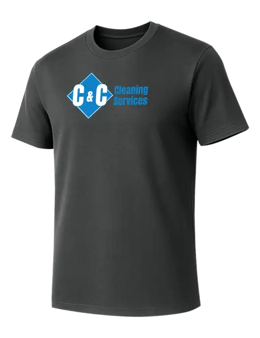 Allmade Charcoal Grey Organic Cotton Tee w/C & C Cleaning Services Logo