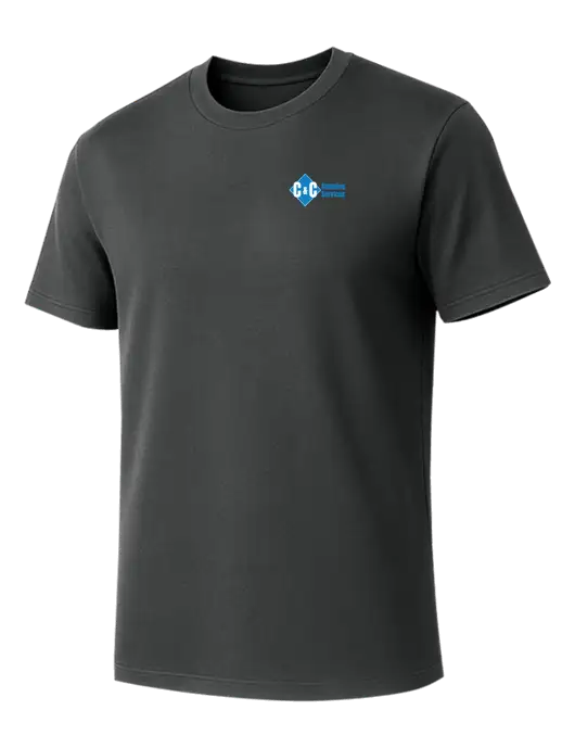 Allmade Charcoal Grey Organic Cotton Tee w/C & C Cleaning Services Logo