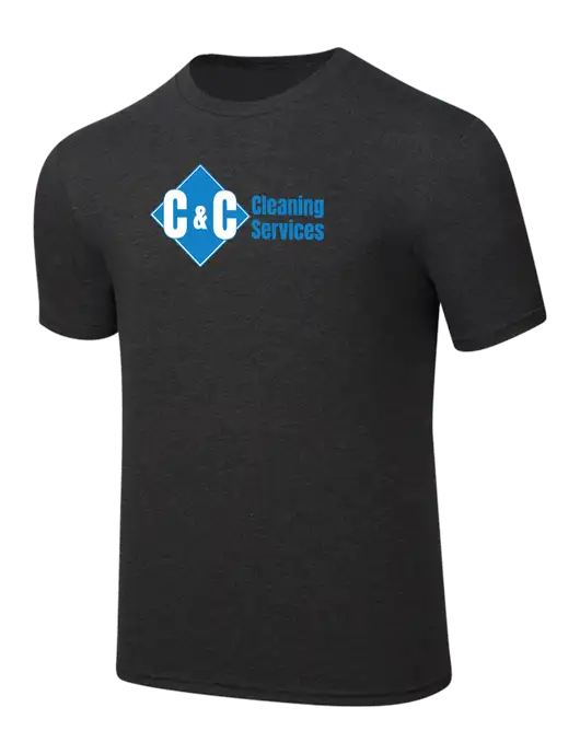 Simply Soft Black Frost 4.5oz  Poly/Combed Ring Spun Cotton T-Shirt w/C & C Cleaning Services Logo