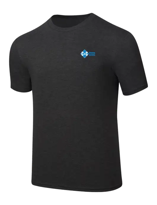 Simply Soft Black Frost 4.5oz  Poly/Combed Ring Spun Cotton T-Shirt w/C & C Cleaning Services Logo