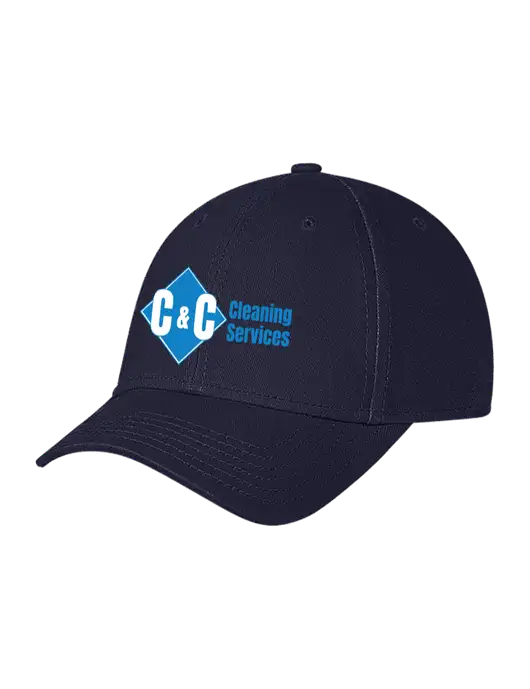 Navy Structured Soft Snap Closure Hook & Loop Cap w/C & C Cleaning Services Logo