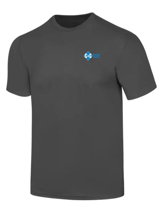 Simply Soft Charcoal 4.5oz  Poly/Combed Ring Spun Cotton T-Shirt w/C & C Cleaning Services Logo