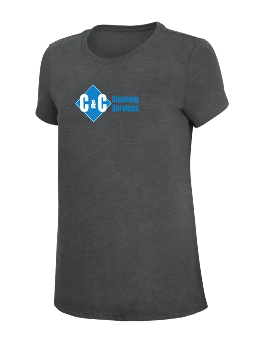 Womens Simply Soft Charcoal 4.5oz Poly/Combed Ring Spun Cotton T-Shirt w/C & C Cleaning Services Logo