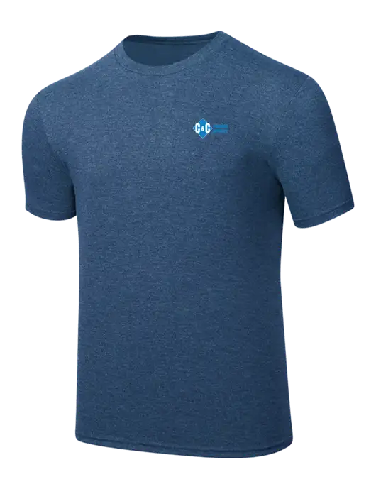 Simply Soft Heathered Navy 4.5oz  Poly/Combed Ring Spun Cotton T-Shirt w/C & C Cleaning Services Logo