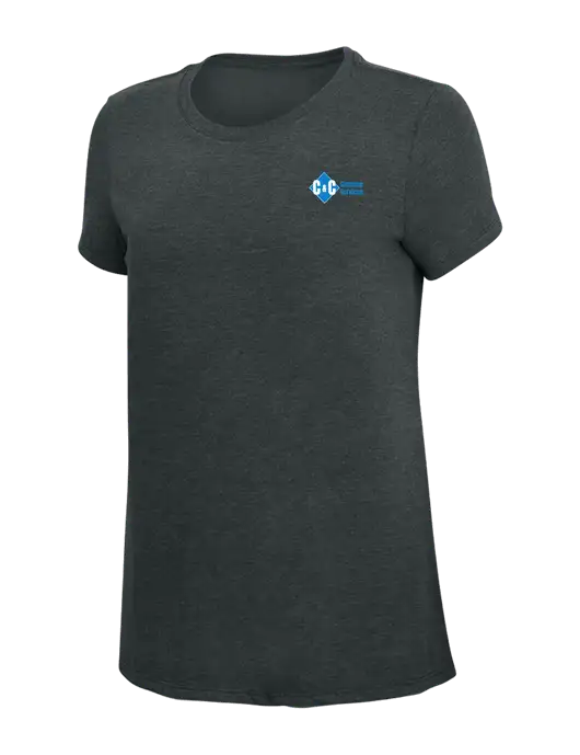 Womens Simply Soft Black Frost 4.5oz Poly/Combed Ring Spun Cotton T-Shirt w/C & C Cleaning Services Logo