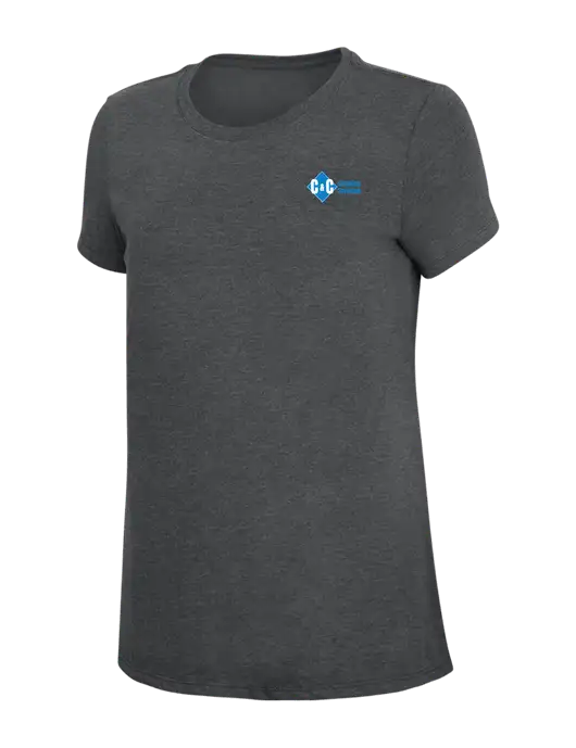 Womens Simply Soft Charcoal 4.5oz Poly/Combed Ring Spun Cotton T-Shirt w/C & C Cleaning Services Logo