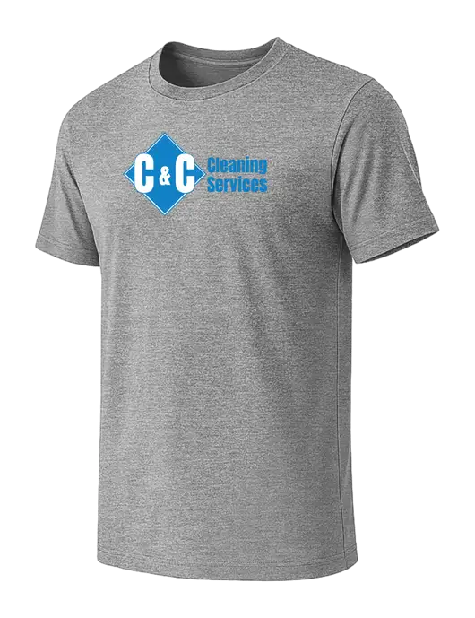 BELLA+CANVAS Heather Grey CVC Short Sleeve Tee w/C & C Cleaning Services Logo