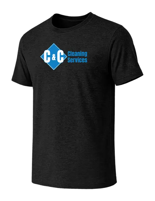 BELLA+CANVAS Black Heather CVC Short Sleeve Tee w/C & C Cleaning Services Logo