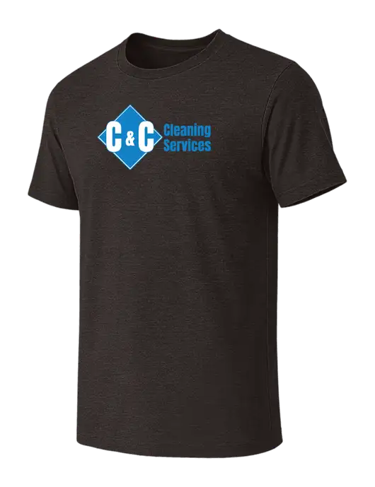 BELLA+CANVAS Dark Grey Heather CVC Short Sleeve Tee w/C & C Cleaning Services Logo