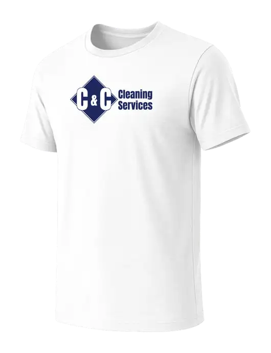BELLA+CANVAS White Blend CVC Short Sleeve Tee w/C & C Cleaning Services Logo