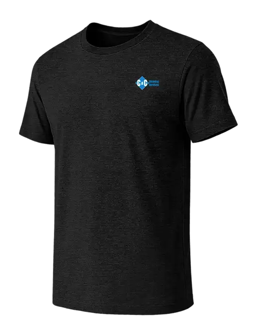 BELLA+CANVAS Black Heather CVC Short Sleeve Tee w/C & C Cleaning Services Logo