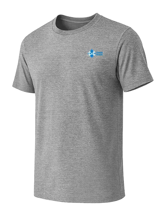 BELLA+CANVAS Heather Grey CVC Short Sleeve Tee w/C & C Cleaning Services Logo