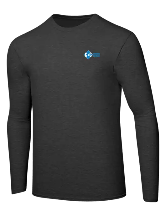 Ring Spun Dark Heather Grey 4.5 oz Long Sleeve T-Shirt w/C & C Cleaning Services Logo