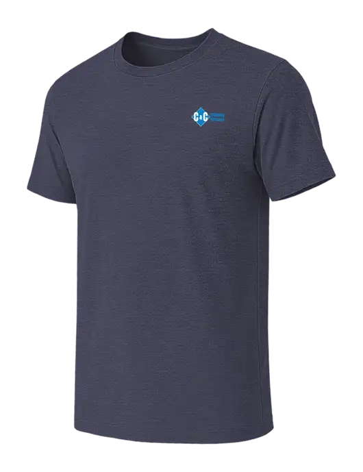 BELLA+CANVAS Heather Navy CVC Short Sleeve Tee w/C & C Cleaning Services Logo