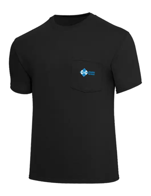 Core Blend Black Pocket T-Shirt w/C & C Cleaning Services Logo