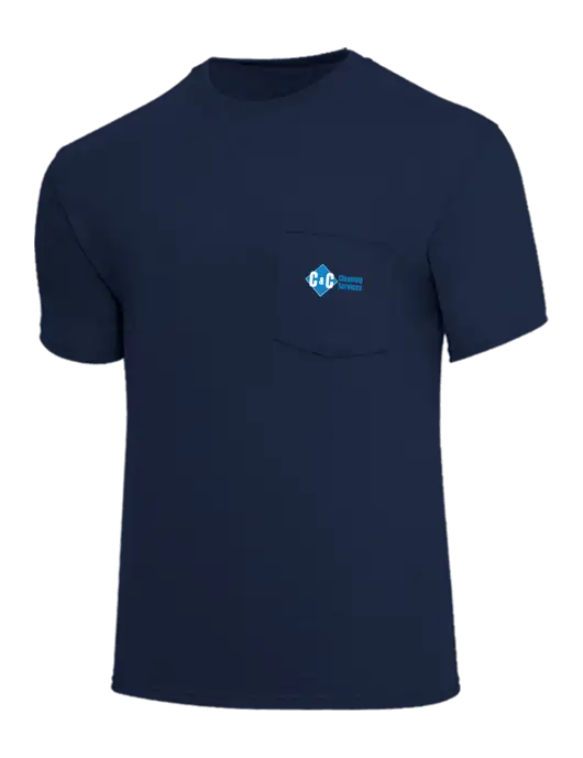 Core Blend Navy Pocket T-Shirt w/C & C Cleaning Services Logo