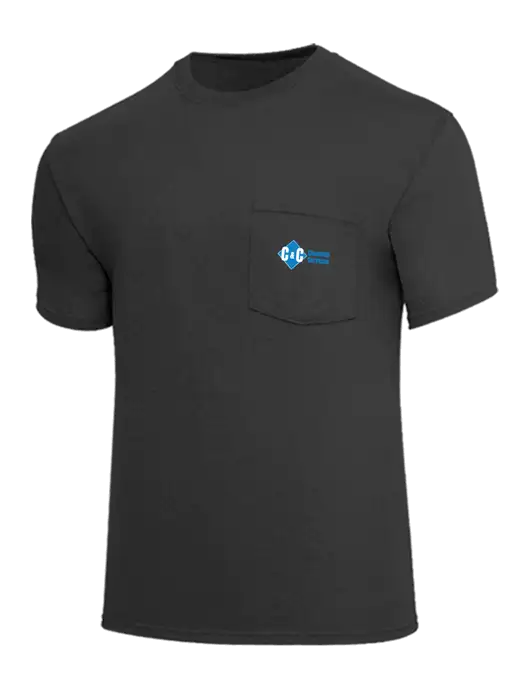 Core Blend Charcoal Grey Pocket T-Shirt w/C & C Cleaning Services Logo