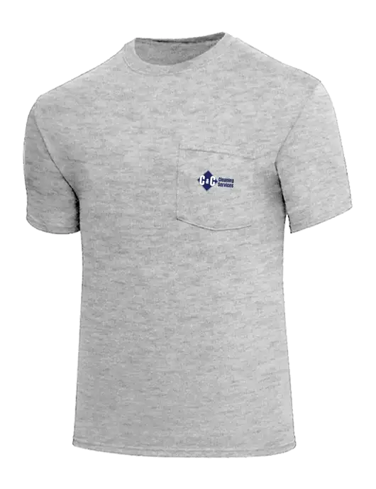 Core Blend Light Grey Heather Pocket T-Shirt w/C & C Cleaning Services Logo