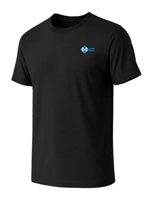 BELLA+CANVAS Black CVC Short Sleeve Tee w/C & C Cleaning Services Logo