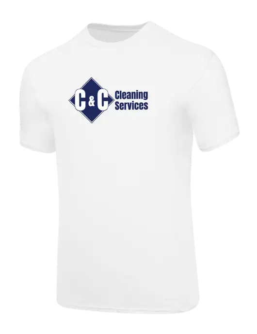Core Blend White T-Shirt w/C & C Cleaning Services Logo