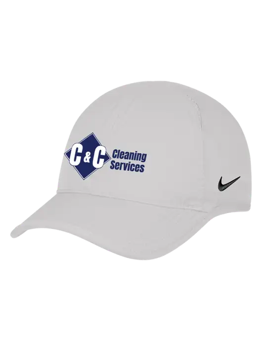 Nike White Featherlight Cap w/C & C Cleaning Services Logo
