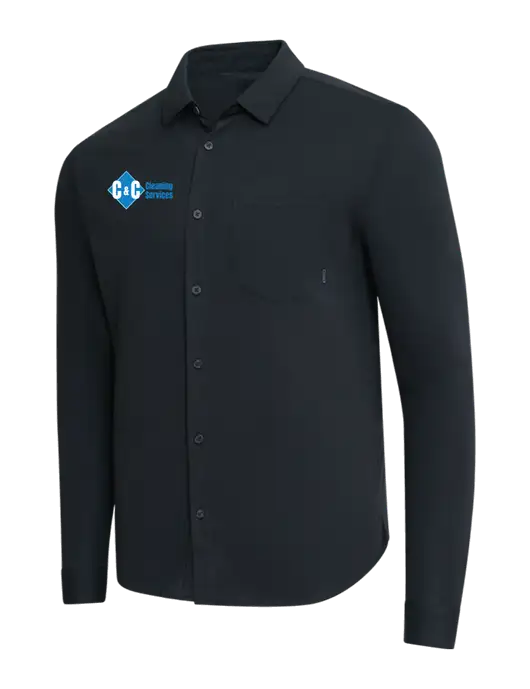 OGIO Black Extend Long Sleeve Button Up Shirt w/C & C Cleaning Services Logo