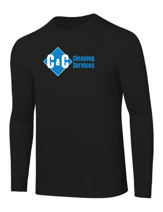 Core Blend Black Long Sleeve Tee w/C & C Cleaning Services Logo