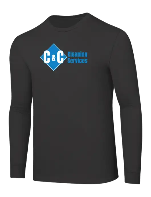 Core Blend Charcoal Grey Long Sleeve Tee w/C & C Cleaning Services Logo