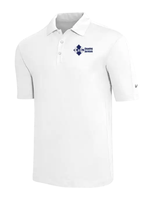 Nike White Tech Sport Dri-FIT Polo w/C & C Cleaning Services Logo