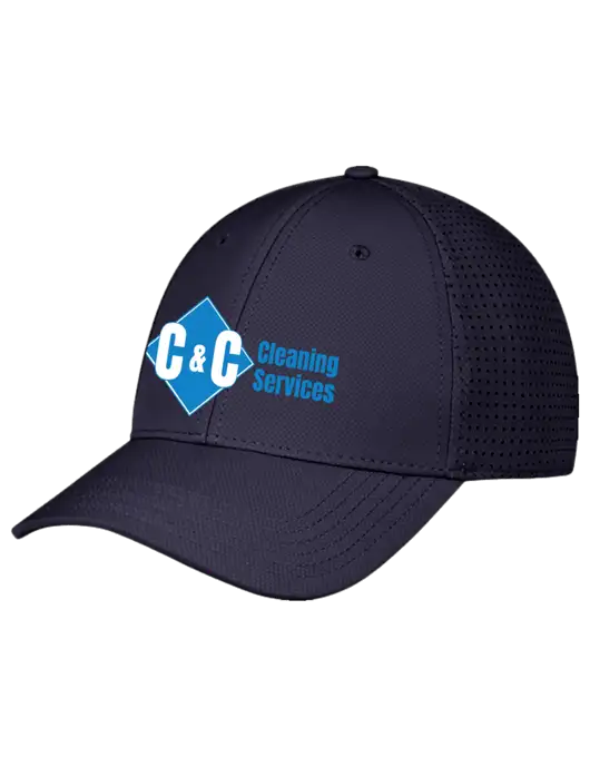 Navy Performance Stretchable Cap Hook & Loop w/C & C Cleaning Services Logo