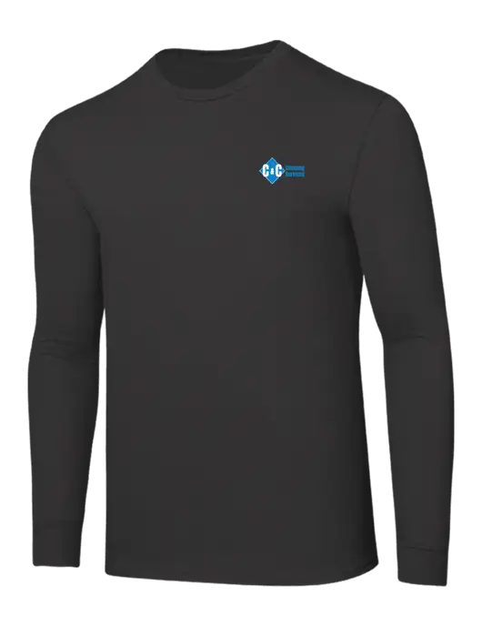 Core Blend Charcoal Grey Long Sleeve Tee w/C & C Cleaning Services Logo