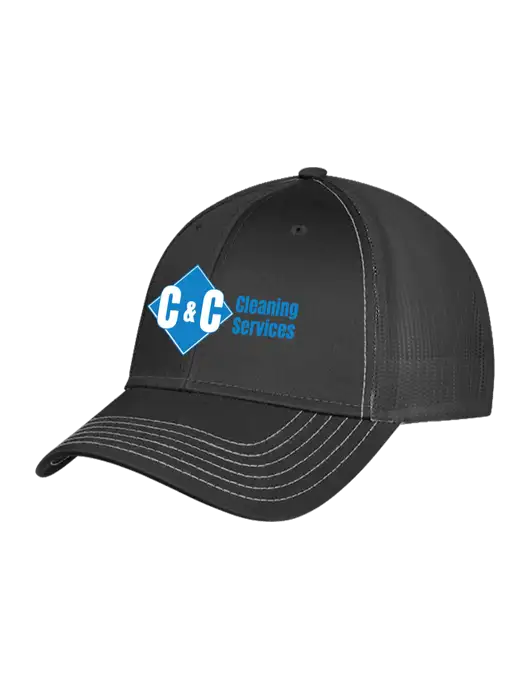 Charcoal Grey Mesh Trucker Cap Snap Back w/C & C Cleaning Services Logo