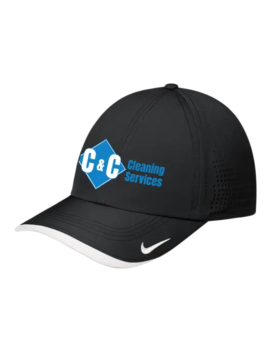 Nike Black/White Dri-FIT Perforated Performance Cap w/C & C Cleaning Services Logo