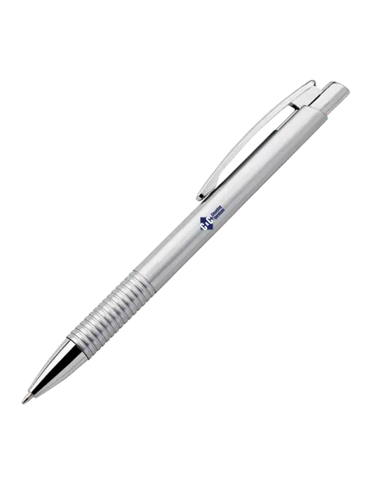 Malay Silver Ballpoint Pen - Blue Ink w/C & C Cleaning Services Logo